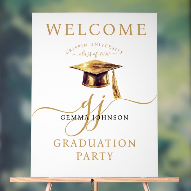 Gold Script Minimalist Graduation Party Welcome  Acrylic Sign (Neutral)