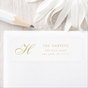 Gold Script Monogram Elegant Return Address Label