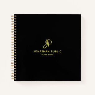 Gold Script Monogram Initial Business Elegant Notebook