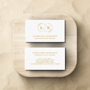 Gold Script Monogram Modern Professional Business Card