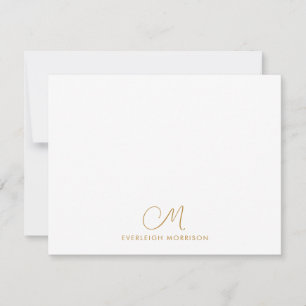 Gold Script Monogram Modern Stationery Card