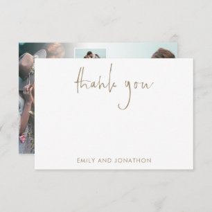 Gold Script Name 5 Photos Wedding Thank You Card