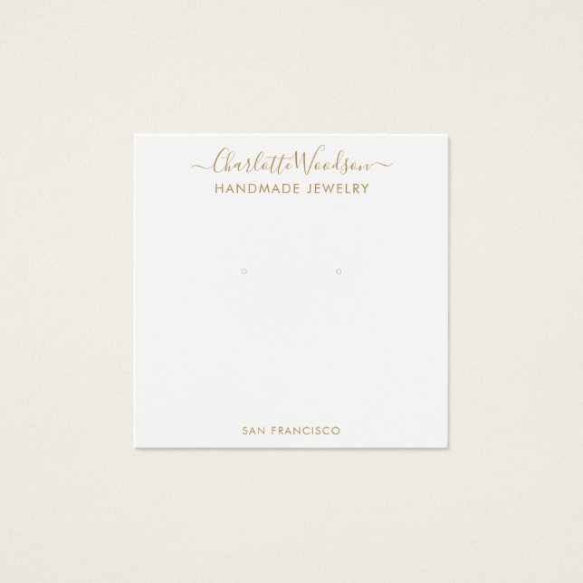 Gold Script Name Earring Jewellery Display Card (Front)