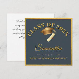 Gold Script Name Minimalist Feminin Class of 2026 Card