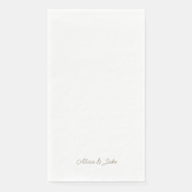 Gold Script Names Personalised Wedding Napkin (Front)