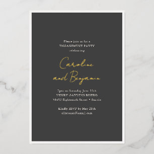 Gold Script Names Soft Black Engagement Party