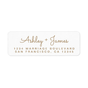 Gold Script Names Wedding Return Address Label