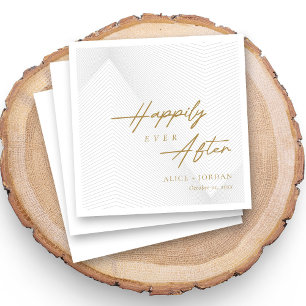 Gold Script on Geometric Lace Personalised Wedding Napkin