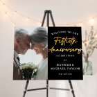 Gold Script Photo 50th Wedding Anniversary Welcome
