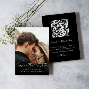 Gold Script Photo Save the Date