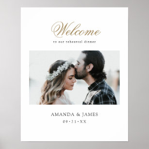 Gold Script Photo Wedding Rehearsal Dinner Welcome Poster