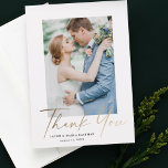 Gold script photo wedding thank you modern minimal<br><div class="desc">Gold script photo wedding elegant stylish modern thank you card. Part of a wedding collection. Colours can be changed.The backside includes a generic thank you message that you can personalise for each guest or remove it altogether if you prefer to hand right your thank you.</div>