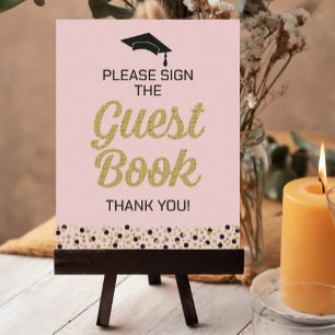 Gold Script Please Sign The Guest Book Grad Sign