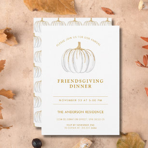 Gold Script Pumpkin Thanksgiving Friendsgiving Invitation