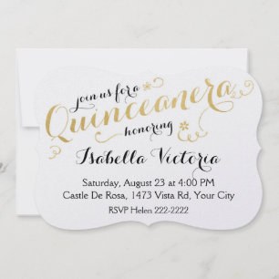 Gold Script Quinceanera Invitation