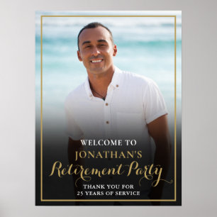 Gold Script Retirement Party Photo Welcome Sign