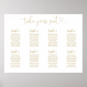 Gold Script Seating Chart Table Number Sign