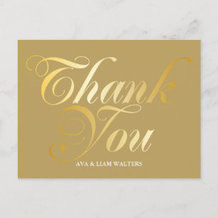 Gold Script Thank You Postcard