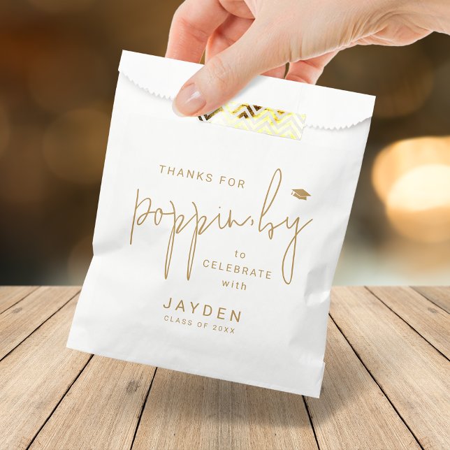 Gold Script Thanks for Popping by Graduation Favour Bag (Gold Script Thanks for Popping by Graduation Favor Bag)