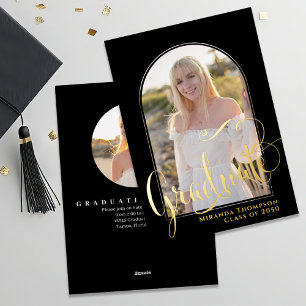 Gold Script Two Photo Graduation Announcement