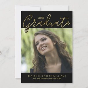 Gold Script Typography Graduation Announcements