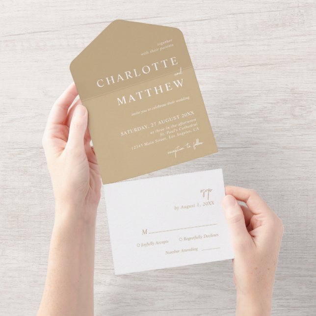Gold Script Wedding  All In One Invitation (Tearaway)