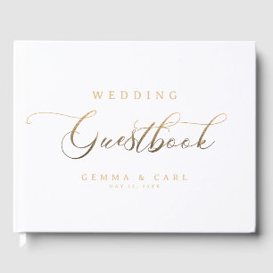 Gold Script Wedding Guest Book