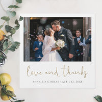 Gold Script Wedding Photo Thank You Magnet