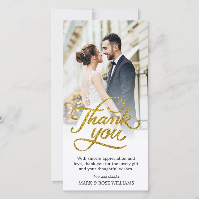 gold script | wedding thank you card (Front)