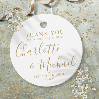 Gold Script Wedding Thank You Favour Tags