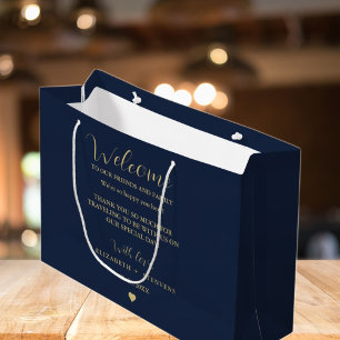 Gold script wedding welcome bag hotel guest bags