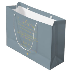 Gold script wedding welcome bag hotel guest bags 