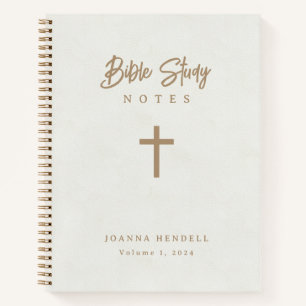 Gold Script White Faux Leather Design Bible Study Notebook