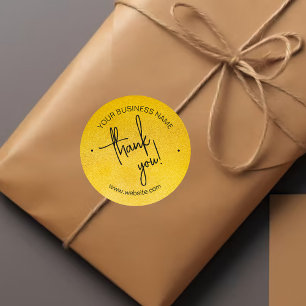 Gold Scripted Business Thank You Classic Round Sticker