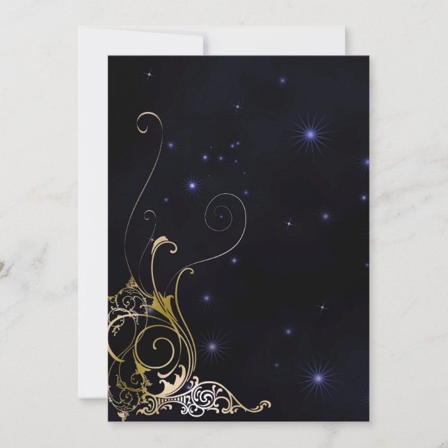 Gold Scroll Formal Goth Wedding Invitation (Front)