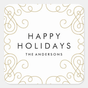 Gold Scroll Holiday Sticker