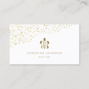gold sea turtle business card