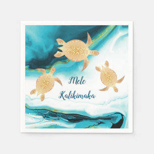 Gold Sea Turtles   Mele Kalikimaka   Christmas  Napkin