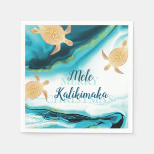 Gold Sea Turtles   Mele Kalikimaka   Christmas Napkin