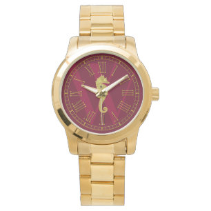 Gold Seahorse Monogram Personalise Watch