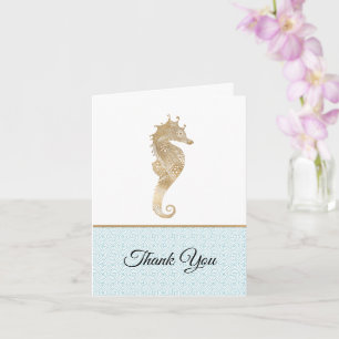 Gold Seahorse Wedding Thank You Card