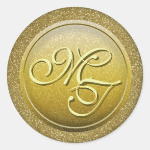Gold Seal Glitter Look Monogram Initials