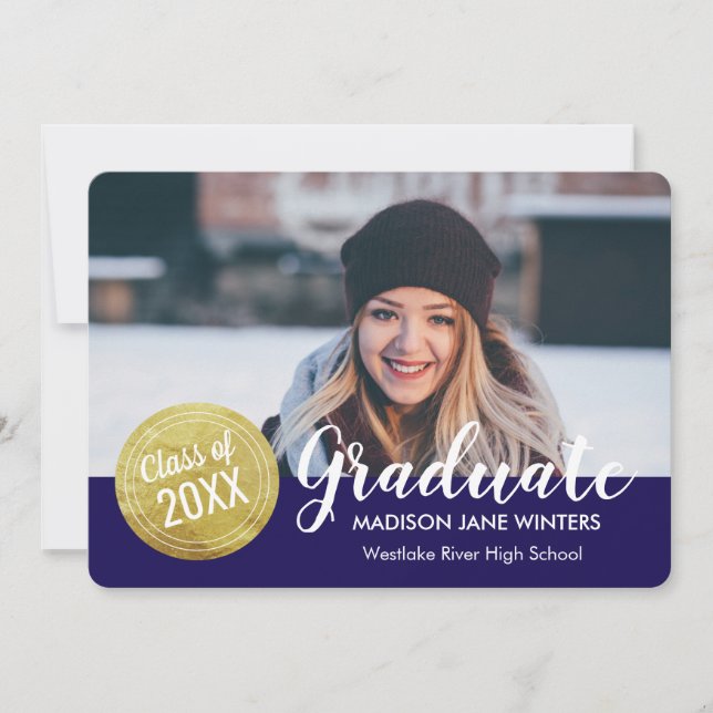 Gold Seal Graduation Announcement - Custom Colours (Front)