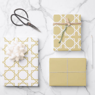 Gold Seamless Geometric Pattern Wrapping Paper Sheet