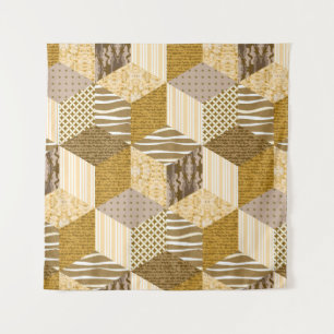 Gold seamless patchwork pattern. vintage illustrat tapestry