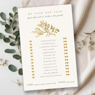 Gold Seaweed He Said She Said Bridal Shower Game