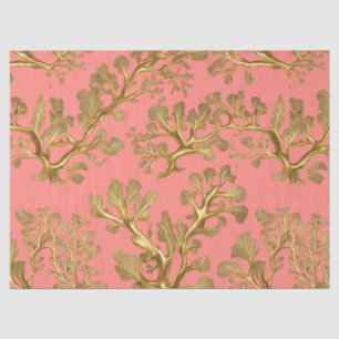 Gold Seaweed on CoralTissue Paper