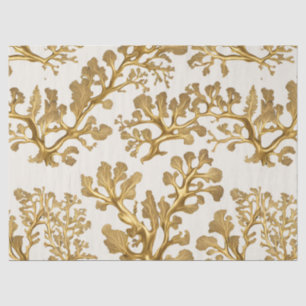 Gold Seaweed on Light Sand Tissue Paper