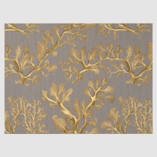 Gold Seaweed on Taupe Tissue Paper