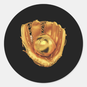 Gold Sell Glove Ll Trophy, Gold Softll Glove Ll  Classic Round Sticker